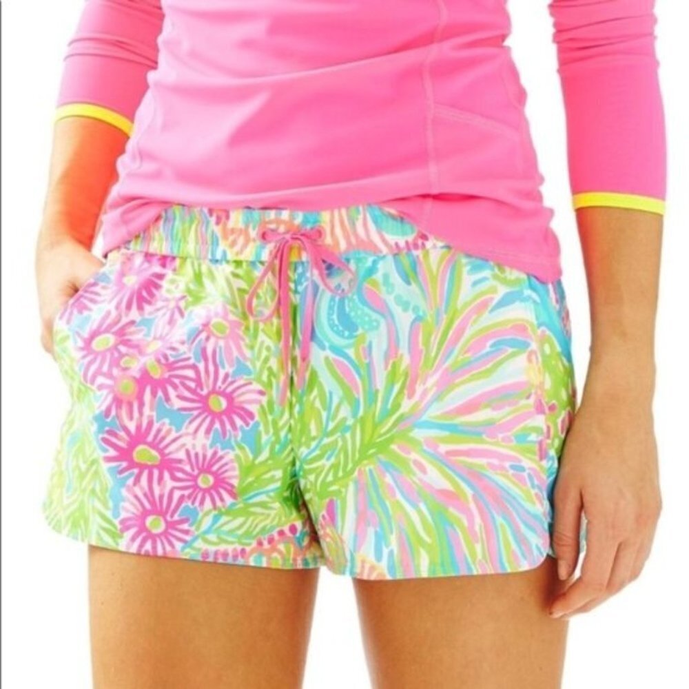 Lilly Pulitzer Run Around Luxletic Short in pattern Multi Lovers Coral large